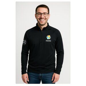 Spyder x Elastic Black Long Sleeve Lightweight Soft Pullover Half‎ Zip L
